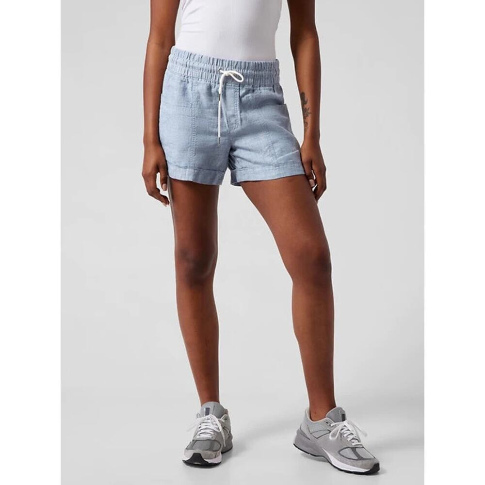 Athleta Cabo Linen Shorts - Size 14 - Heathered Blue